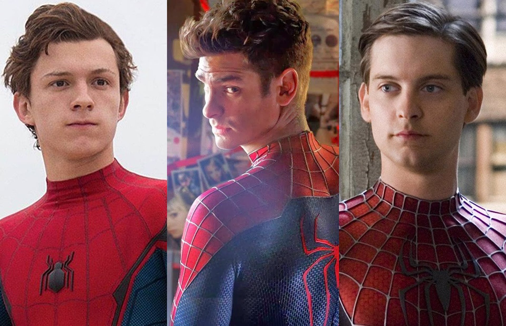Tom Holland, Andrew Garfield y Tobey Maguire en sus interpretaciones del Hombre Araña.