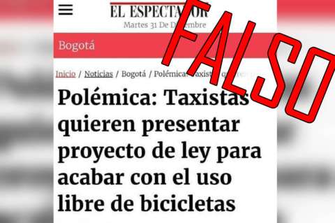 Falso: taxistas no presentarán proyecto de ley para restringir el uso de bicicletas