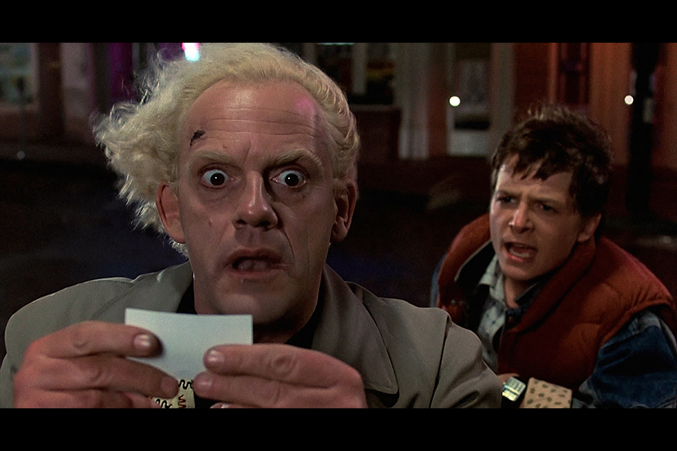 Christopher Lloyd y Michael J. Fox en Volver al Futuro