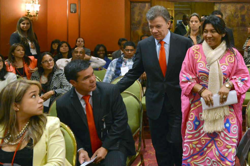 El presidente Juan Manuel Santos estuvo en un evento para fortalecer el Sistema Nacional de Reparación a Víctimas. / Presidencia 