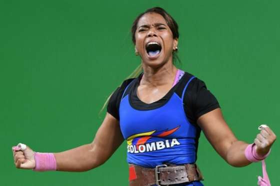 Leidy Solís, pesista colombiana. Foto: AFP