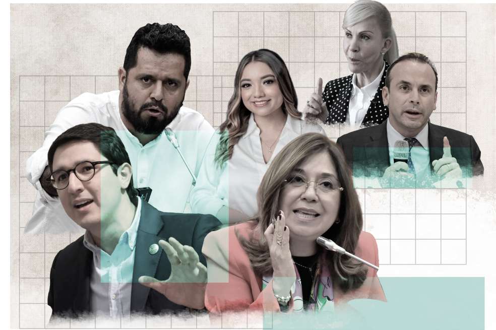 De abajo hacia arriba: Norma Hurtado, Duvalier Sánchez, Michelle Obando, Alfredo Mondragón, Alejandro Eder y Dilian Francisca Toro.
