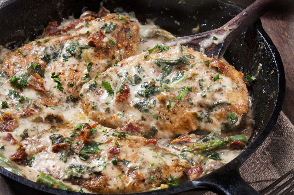 Pollo en salsa de espinaca
