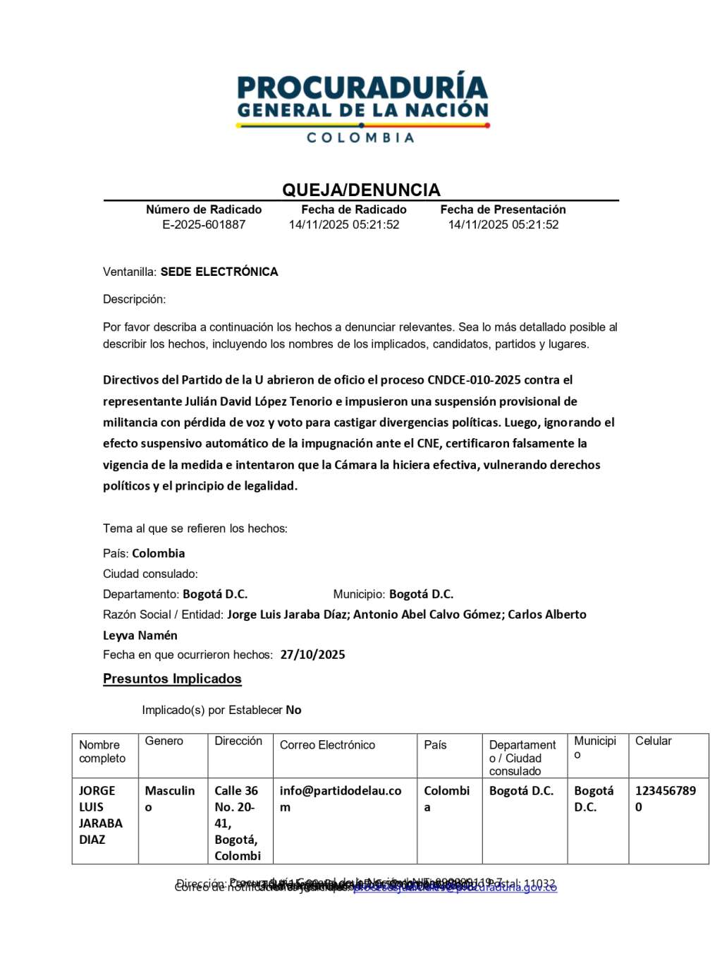 Sanciones contra Julián López