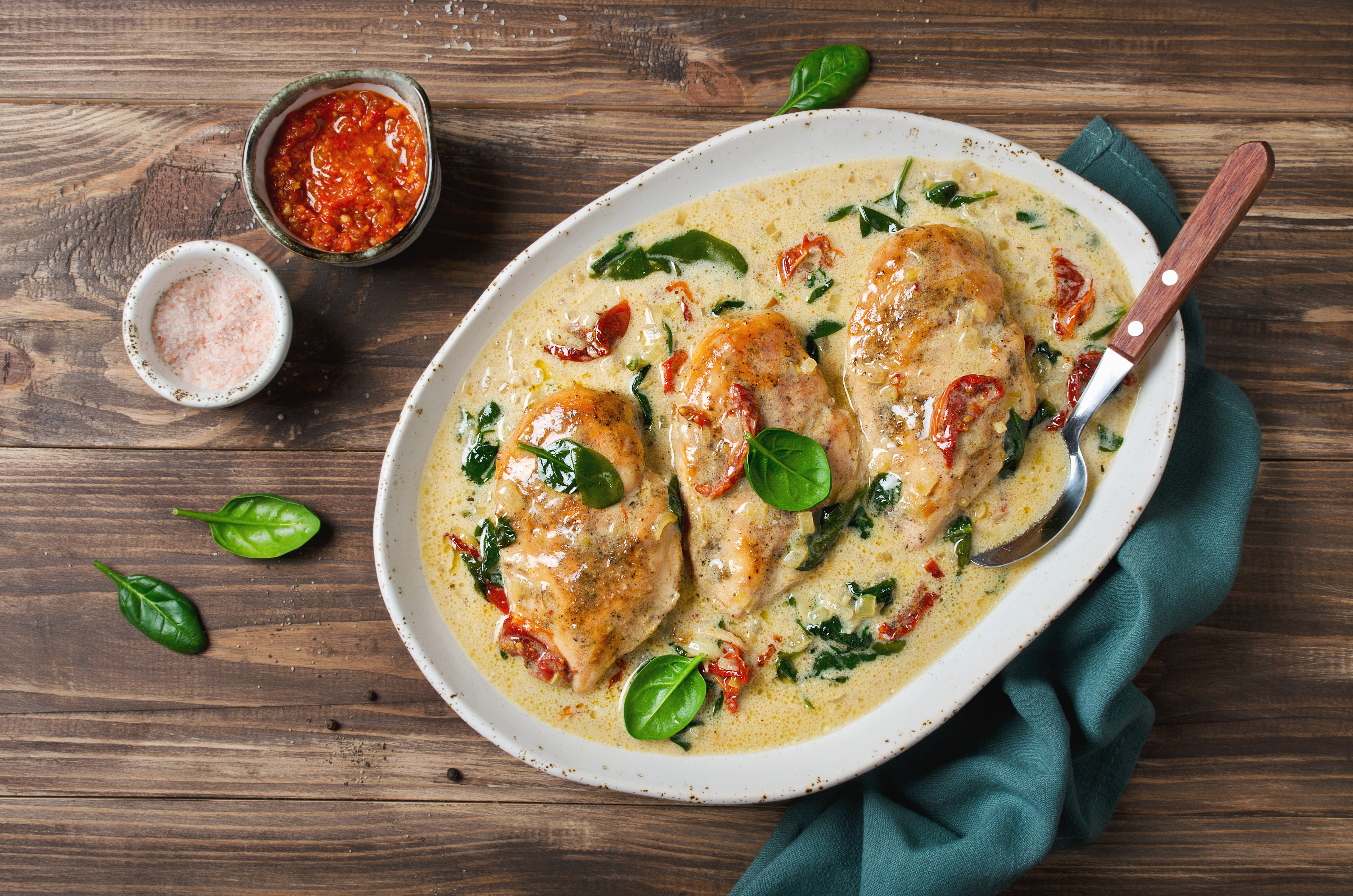 Pollo en salsa blanca