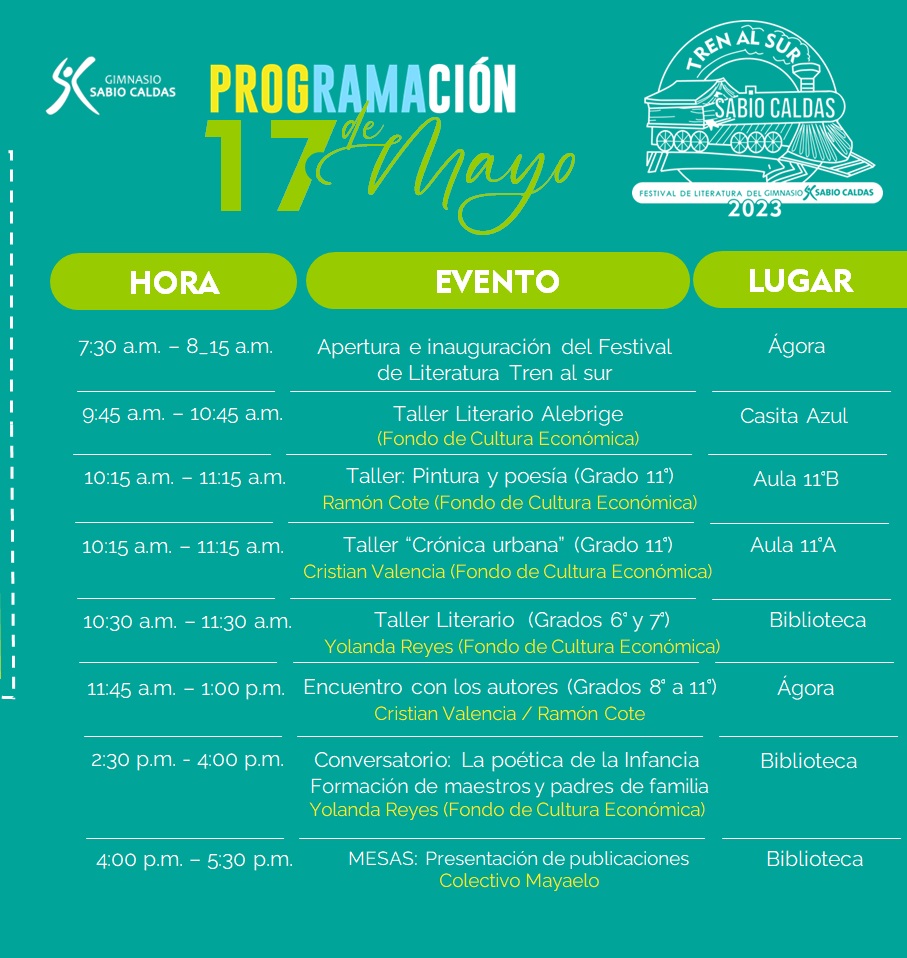 Programación del 17 de mayo para el Festival Tren al Sur.