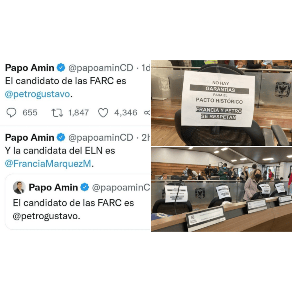 La concejala Susana Muhamad compartió las fotos en las que los concejales manifestaron que no hay garantías para el Pacto Histórico.
