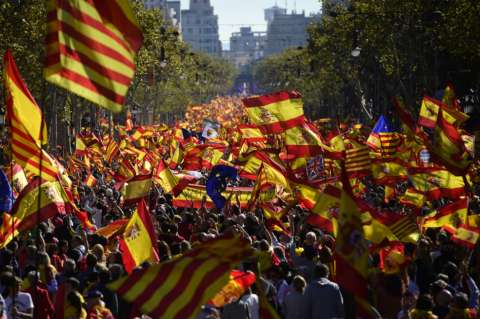 Imágenes de la marcha de unidad española en Barcelona