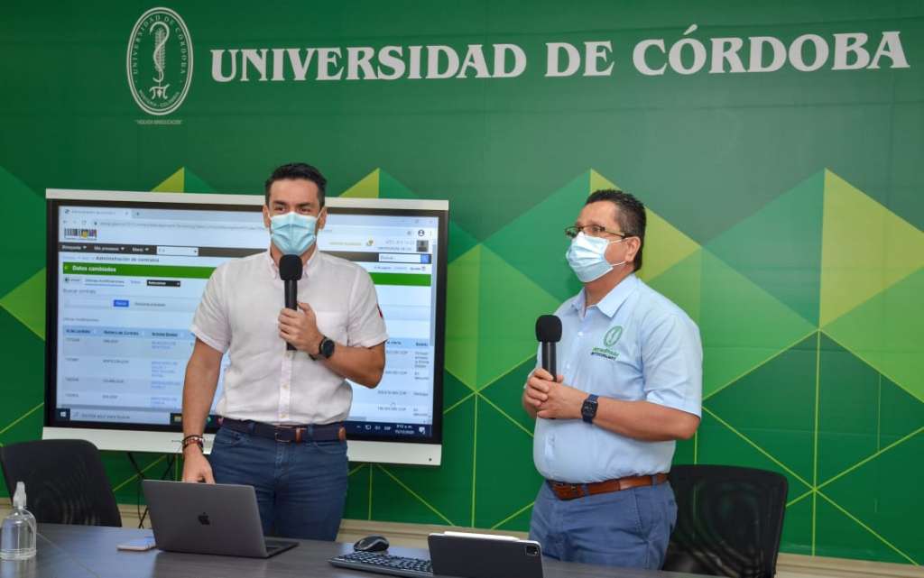 El alcalde de Montería Carlos Ordosgoitia, junto a Jairo Torres, rector de UniCórdoba.