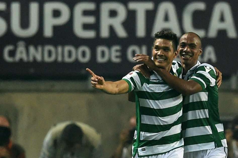 Teófilo Gutiérrez celebra uno de los goles del Sporting de Lisboa. Foto: AFP