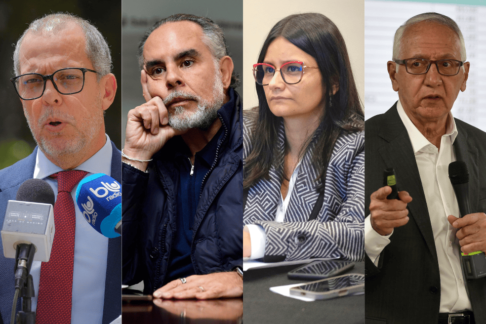 Alfredo Saade, jefe de Despacho; Armando Benedetti, ministro del Interior; Angie Rodríguez, directora del Dapre; y Guillermo Jaramillo, ministro de Salud. Ellos cuatro son parte del círculo íntimo del presidente Gustavo Petro.