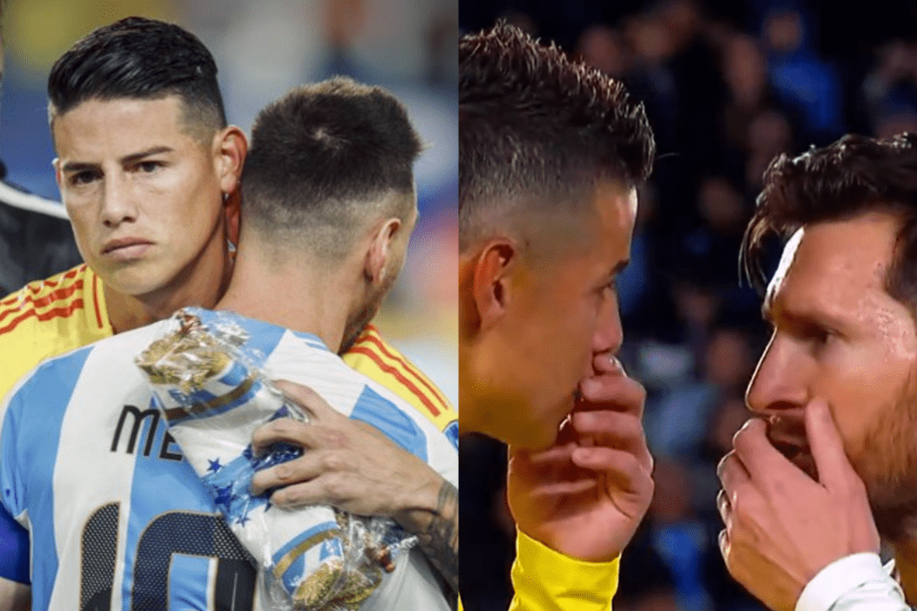 El cruce entre James Rodríguez y Lionel Messi.