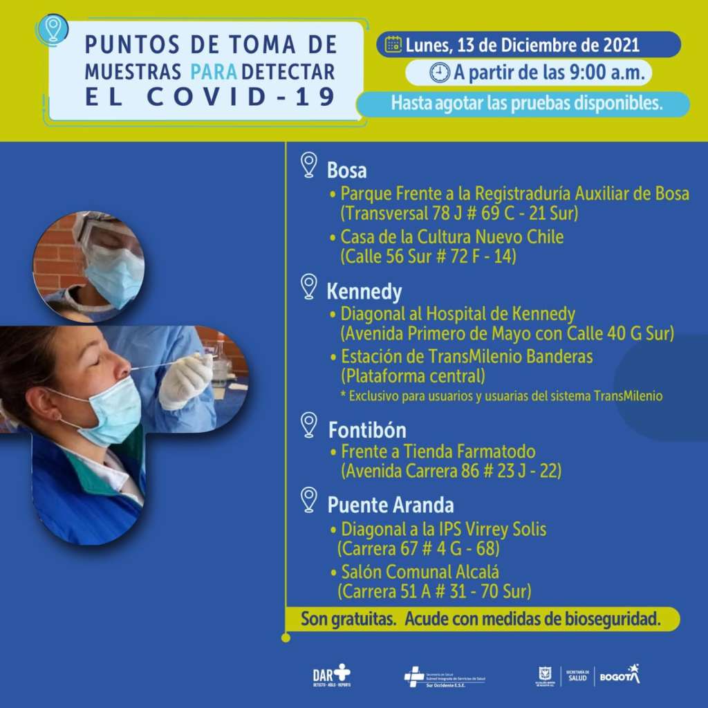 Puntos de atención para realizar la prueba covid-19 gratis.