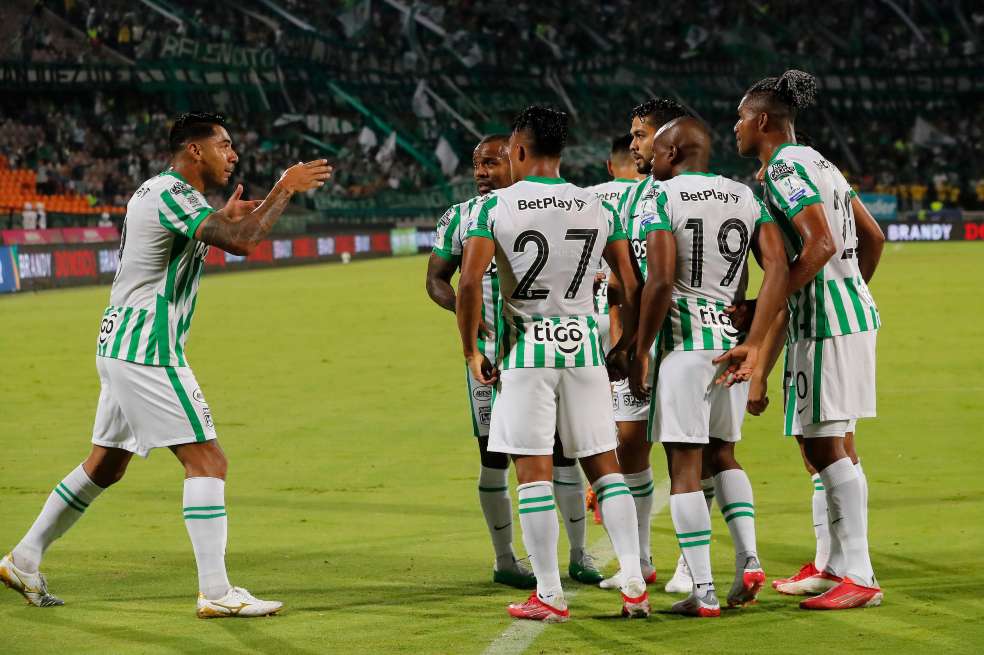 Jefferson Duque tras el gol que abrió el marcador entre Nacional y Once Caldas.
