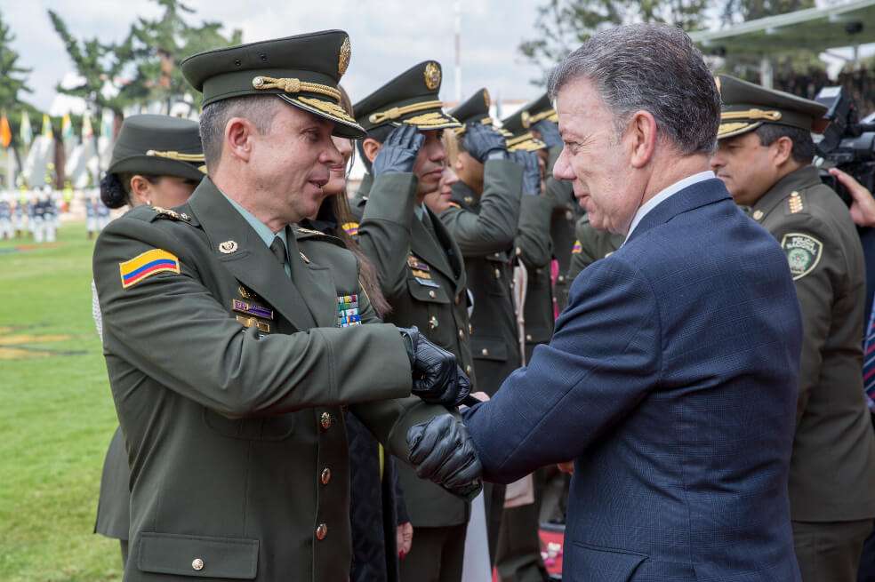 El 13 de diciembre de 2017, Buitrago ascendió a general, en una ceremonia presidida por el entonces presidente Juan Manuel Santos. / Policía Nacional