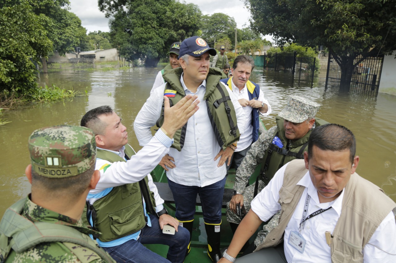 El presidente Iván Duque visitó esta semana las zonas inundadas en Vichada y Guainía. / SIG