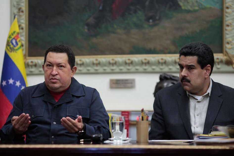 El presidente Hugo Chàvez y su vicepresidente Nicolás Maduro.