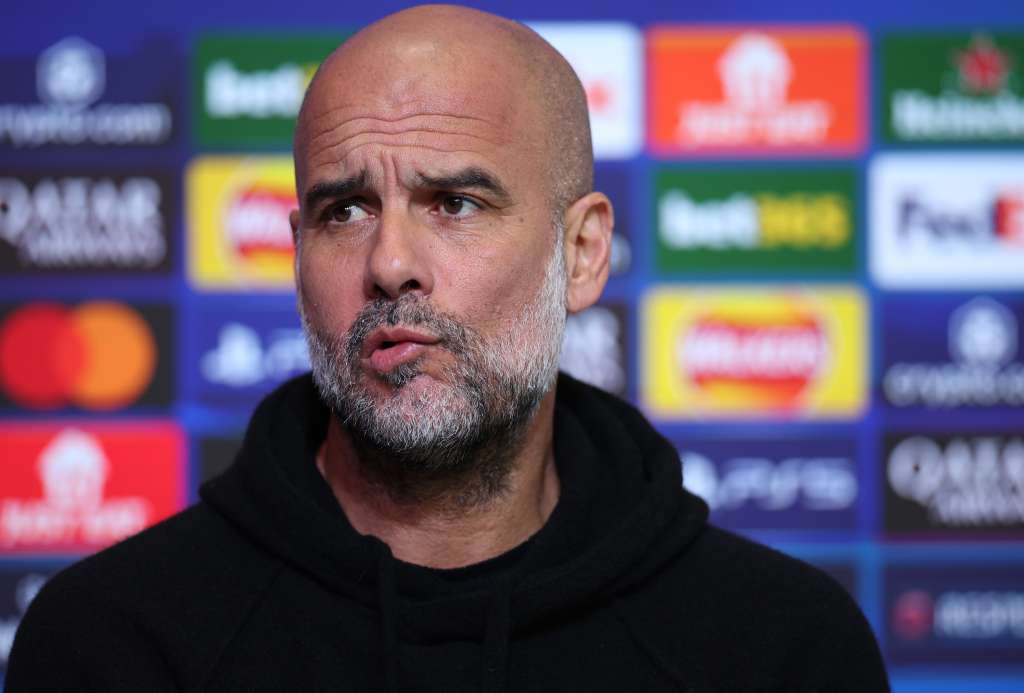 MANCHESTER (United Kingdom), 10/02/2025.- Manchester City manager Pep Guardiola attends a press conference in Manchester, Britain, 10 February 2025. Manchester City will face Real Madrid in the UEFA Champions League knockout phase play-off match on 11 February 2025. (Liga de Campeones, Reino Unido) EFE/EPA/ADAM VAUGHAN