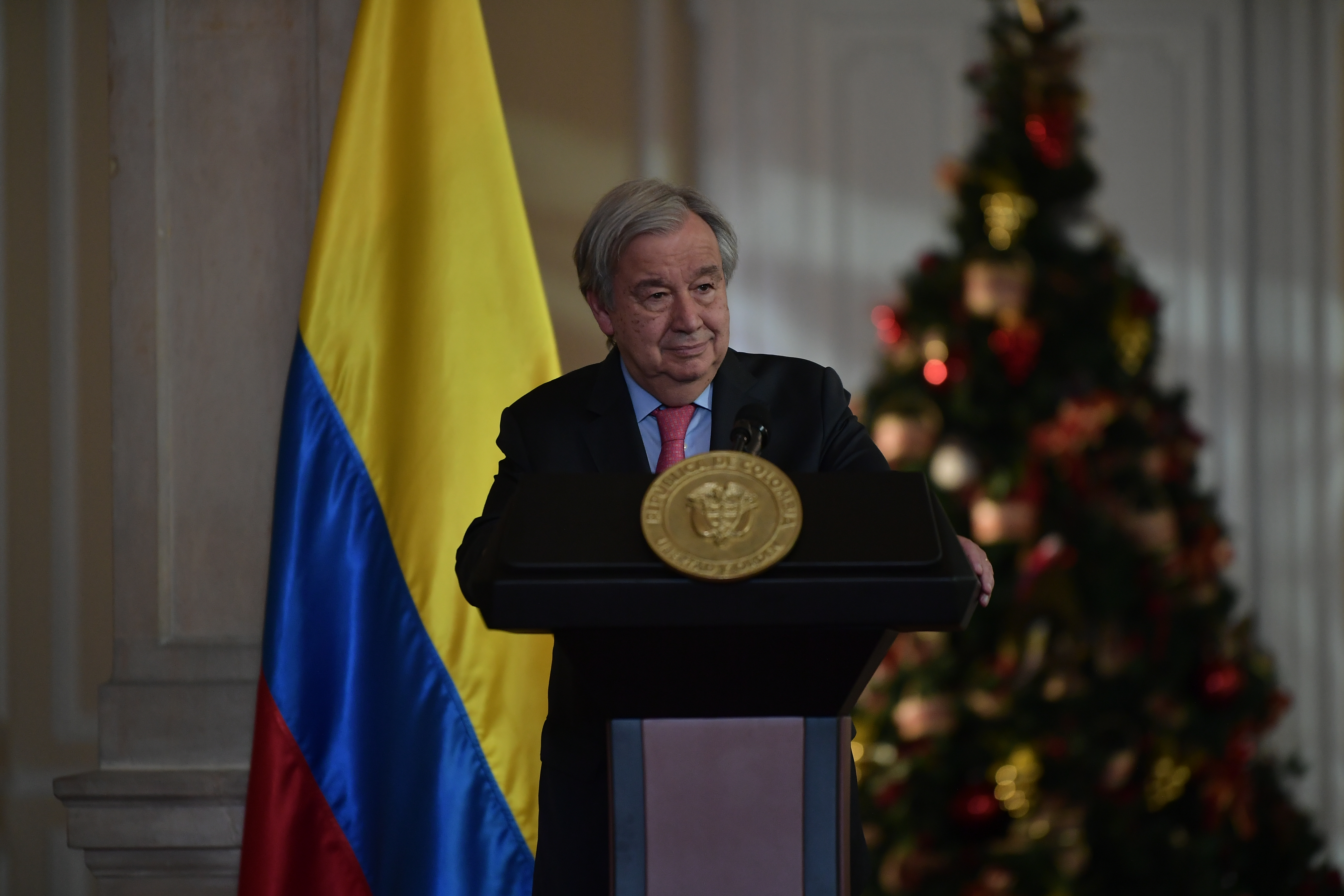 Secretario general de las Naciones Unidas ONU durante su visita a Bogotá