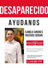Familiares buscan a Camilo Riveros, desaparecido desde el 24 de agosto