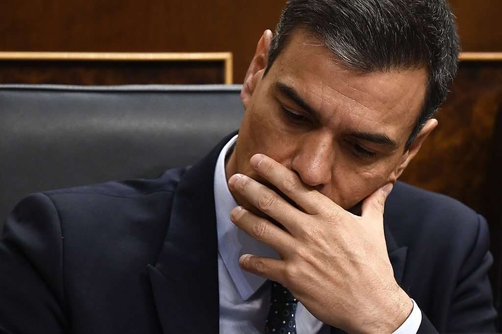 Pedro Sánchez, presidente del gobierno español, durante el debate de investidura del lunes 22 de julio. / AFP