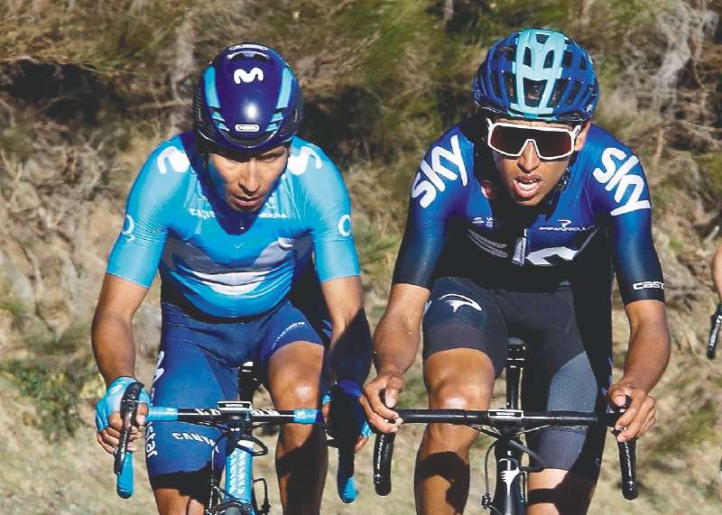 Nairo Quintana (izq.) y Egan Bernal encabezan la lista de los colombianos que estarán en la Vuelta a Cataluña 2024.