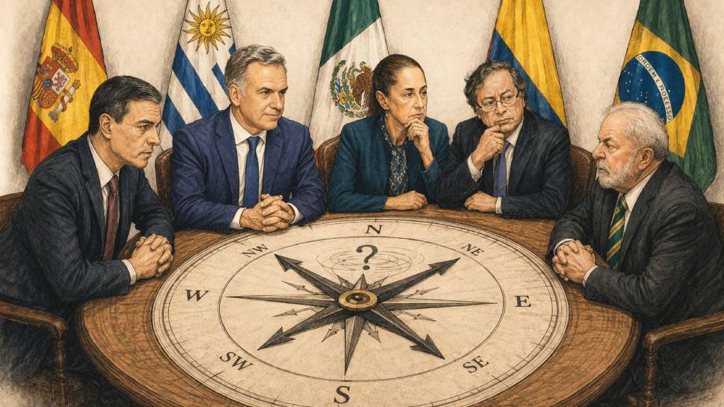 El presidente del Gobierno español, Pedro Sánchez, convocó la cuarta cumbre progresista en Barcelona. Como invitados de más alto nivel, varios líderes latinoamericanos se convirtieron en las estrellas de la reunión. Estuvieron la mexicana Claudia Scheinbaum, el brasileño Lula da Silva, el colombiano Gustavo Petro y el uruguayo Yamandú Orsi.