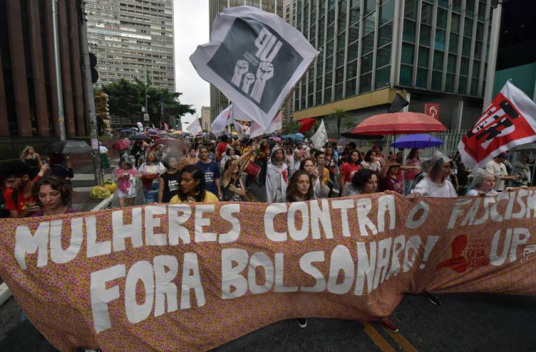 Jair Bolsonaro fue el blanco principal de las marchas del Día de la Mujer en Brasil