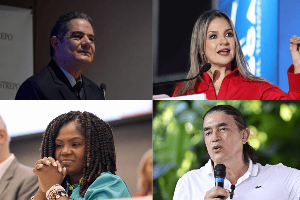 Germán Vargas Lleras, exvicepresidente; Vicky Dávila, precandidata; Francia Márquez, vicepresidenta; Gustavo Bolívar, director de Prosperidad Social.