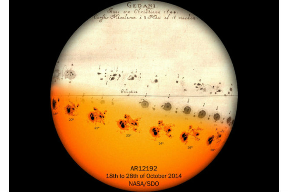 Imagen combinada de datos históricos y actuales de las manchas solares. / SwRI