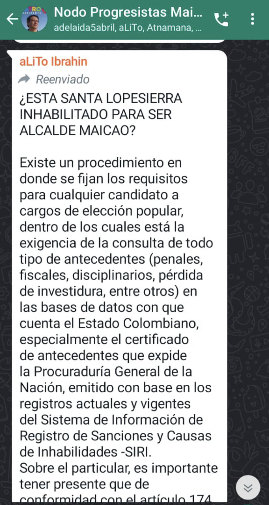 Chat de Alí Ibrahim Fakih ‘Alito’