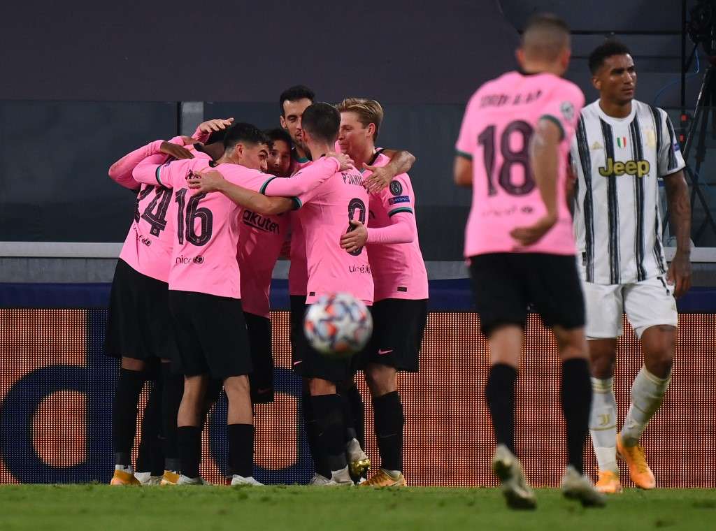 Los jugadores de Barcelona celebran uno de los goles con los que superaron este miércoles a la Juventus.