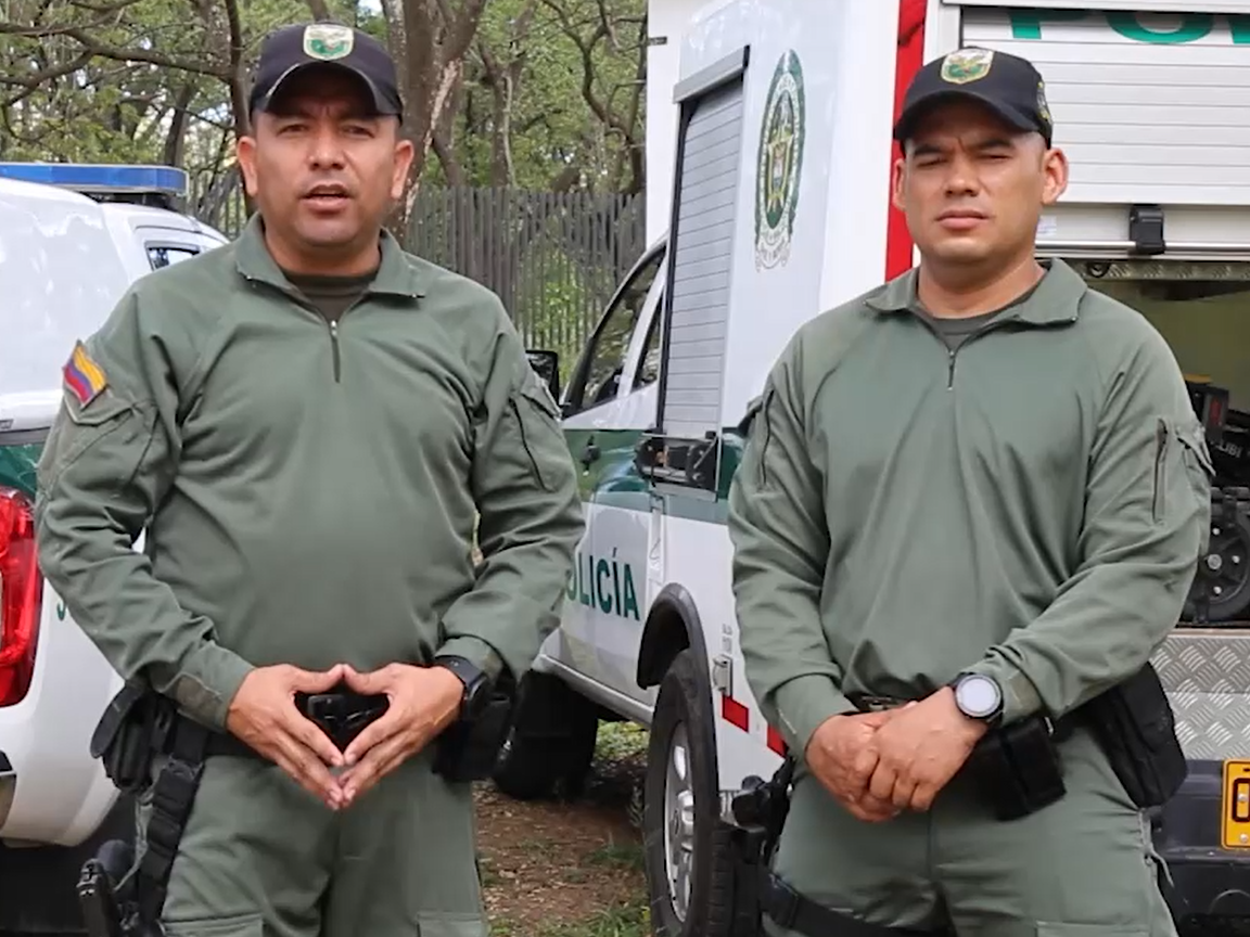 Intendentes William Bareño Ardila y David Reyes Jiménez, que murieron en las explosiones del aeropuerto de Cúcuta