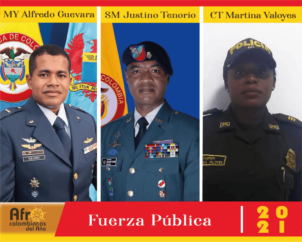 Mayor Alfredo Guevara, SM Justino Adalberto Tenorio y CT Martina Valoyes son los nominados en la categoría Fuerza Pública.