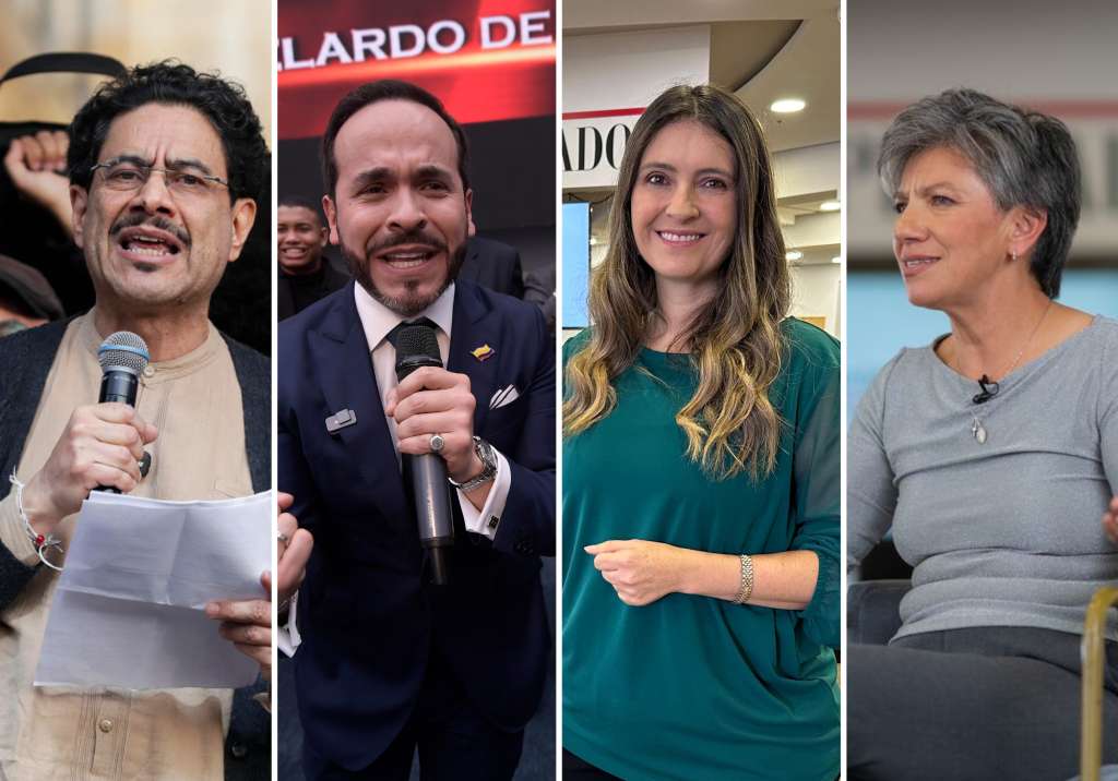 Iván Cepeda, Abelardo de la Espriella, Paloma Valencia y Claudia López.