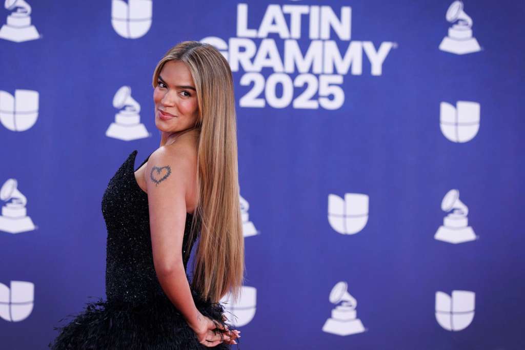 Las Vegas (United States), 14/11/2025.- Colombian singer and songwriter Karol G attends the red carpet event for the 26th Annual Latin Grammy Awards ceremony at the MGM Grand Garden Arena in Las Vegas, Nevada, USA, 13 November 2025. The Latin Grammy Awards recognize artistic and/or technical achievement, not sales figures or chart positions, and the winners are determined by the votes of their peers-the qualified voting members of the academy. EFE/EPA/CRISTOBAL HERRERA-ULASHKEVICH
