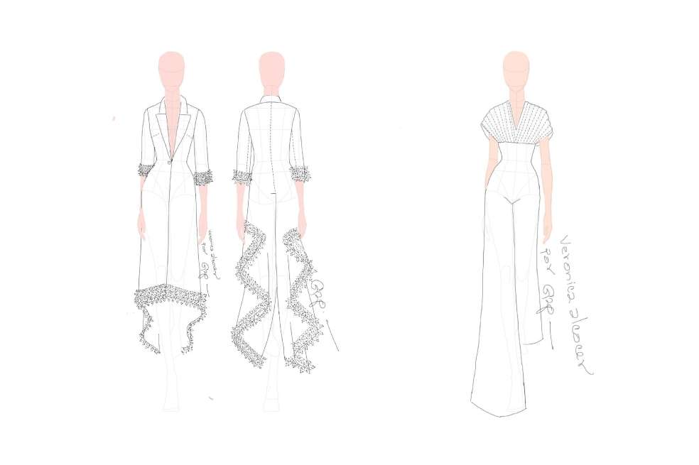 Bocetos del vestido creado por Guarnizo para Verónica Alcocer. / Cortesía Guarnizo