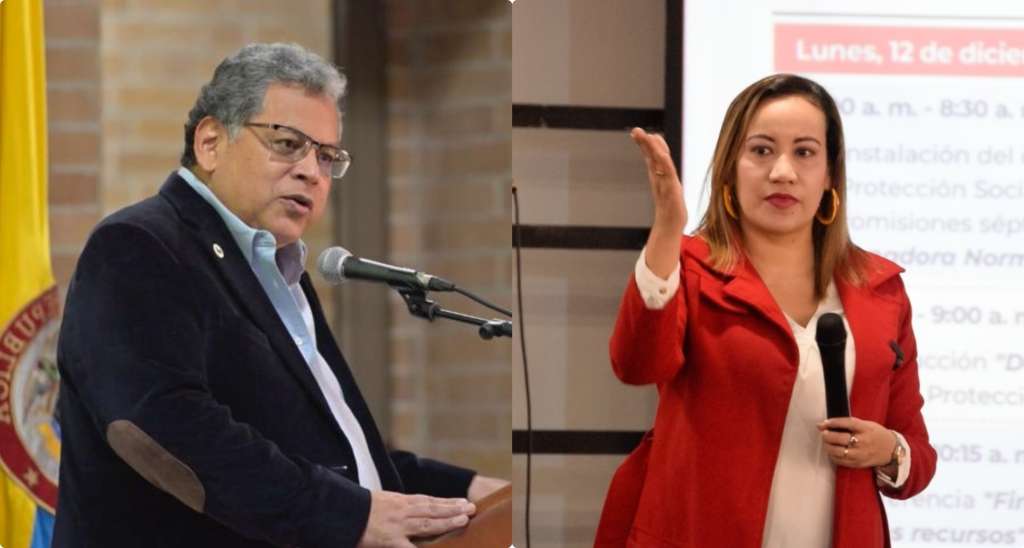 El superidentende de Salud, Ulahy Beltrá, y la ministra de Salud, Carolina Corcho.