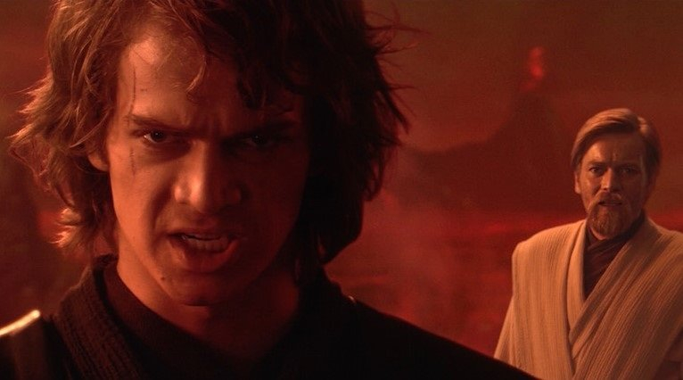 Ewan McGregor y Hayden Christensen en la saga "Star Wars".