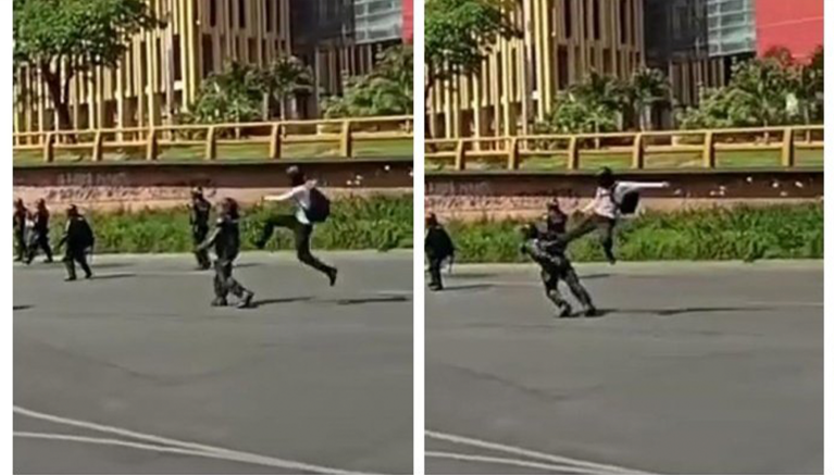 A la cárcel hombre que pateó a agente del Esmad en Medellín