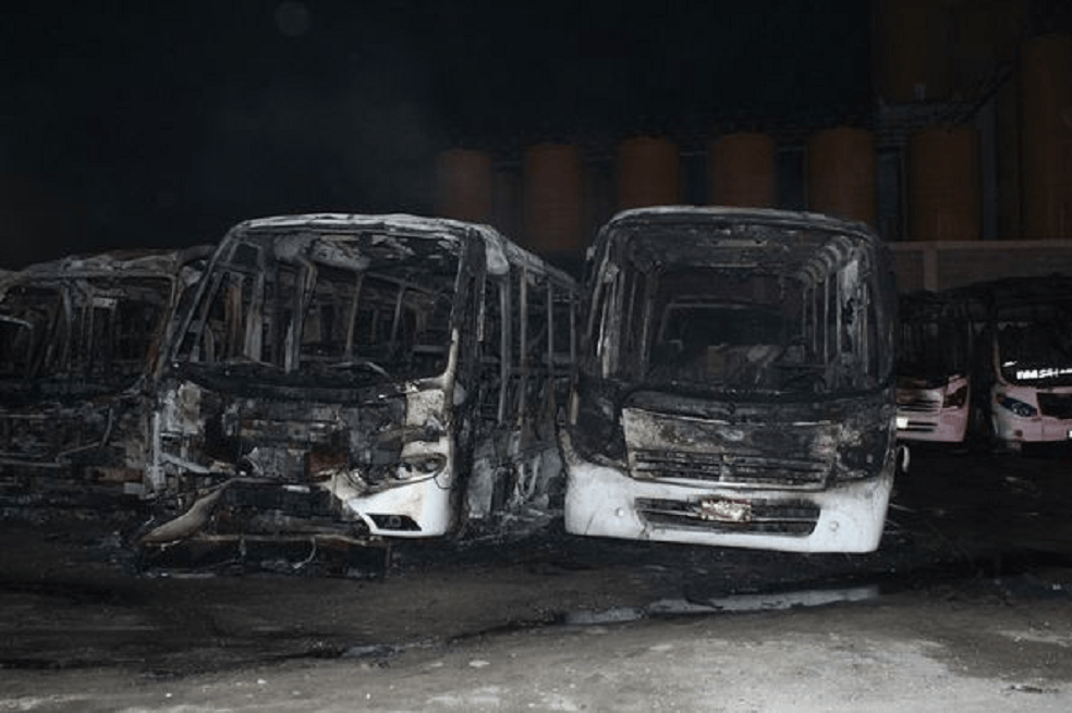 Buses quemados en Malambo