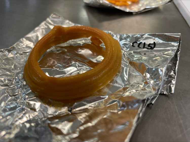 Los investigadores esperan en un futuro producir los calamares veganos impresos en 3D a gran escala. /Poornima Vijayan