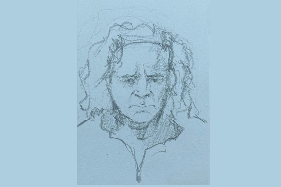 Naama, compañera española/israelí del yogui sesentíon en su taller de yoga le regaló este dibujo de su autoría.