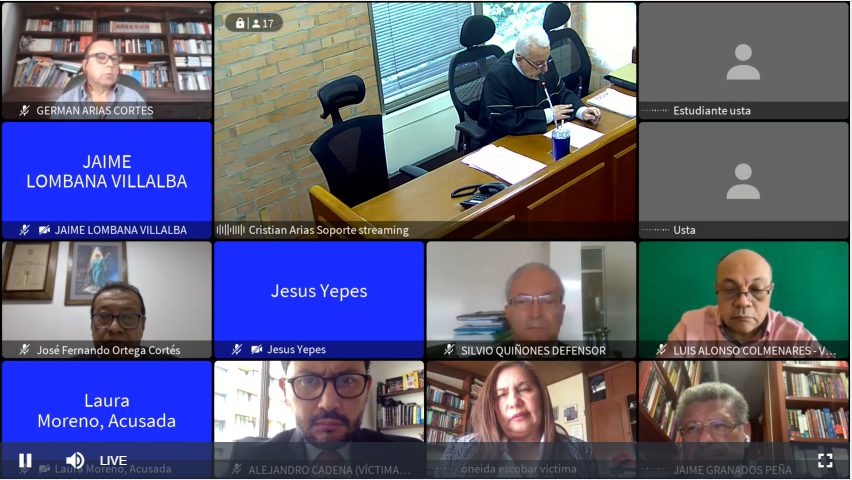 La audiencia del Tribunal Superior de Bogotá contó con la presencia de Oneida Escobar y Luis Alonso Colmenares, padres del estudiante de Los Andes, y Jorge Colmenares, hermano.