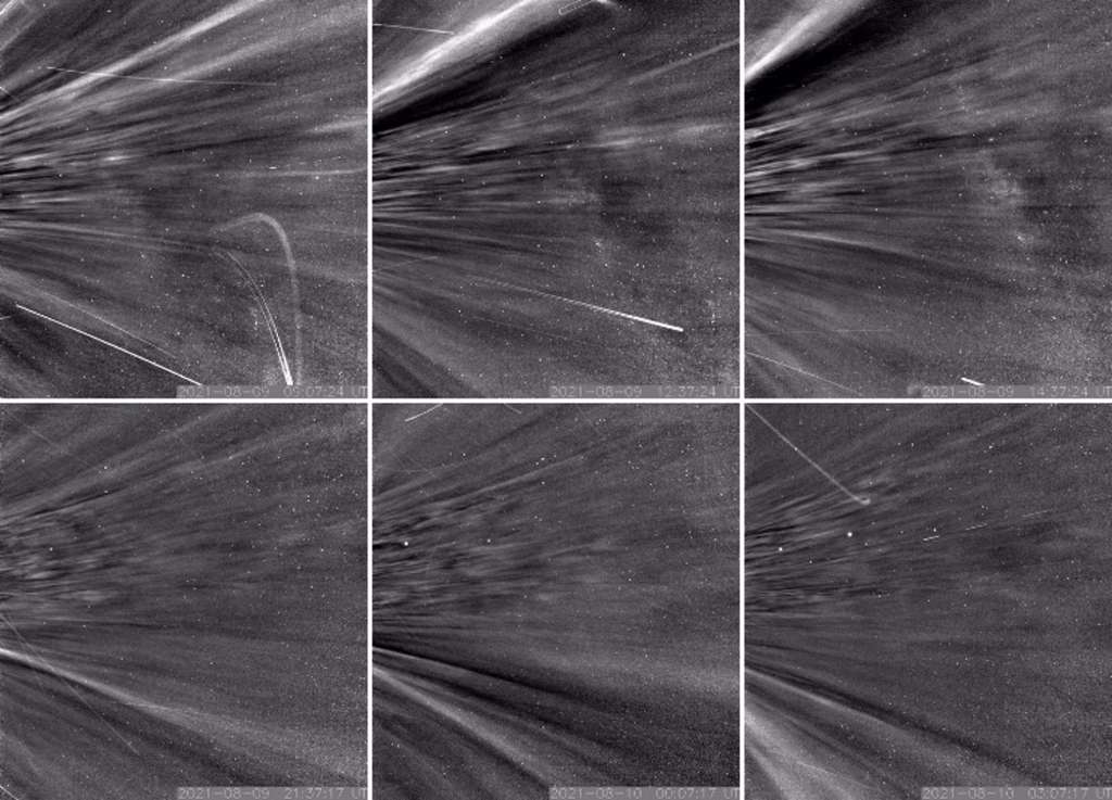 Cuando Parker Solar Probe atravesó la corona en el encuentro nueve, la nave espacial pasó por estructuras llamadas serpentinas coronales. - NASA/JOHNS HOPKINS APL/NAVAL RESEARCH LABORATORY