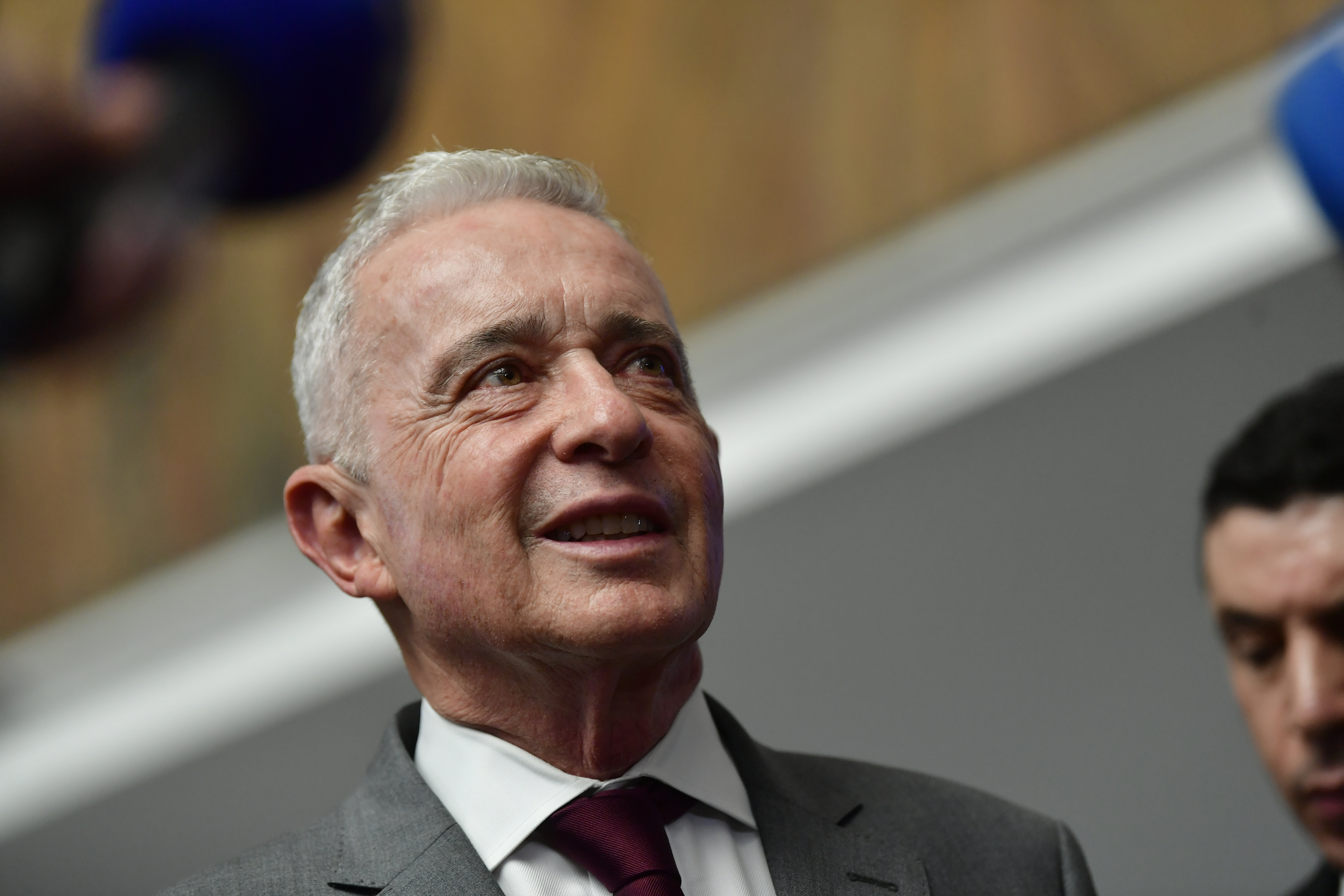Expresidente de Colombia, a su salida del juicio oral que se adelanta en los Juzgados de Paloquemao