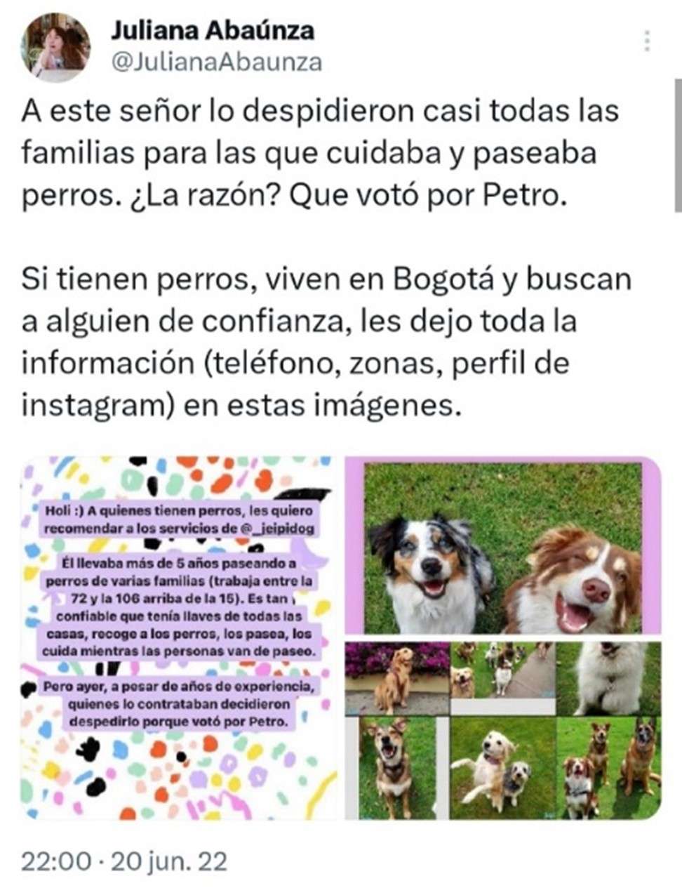 Imagen extraída de Twitter @JulianaAbaunza