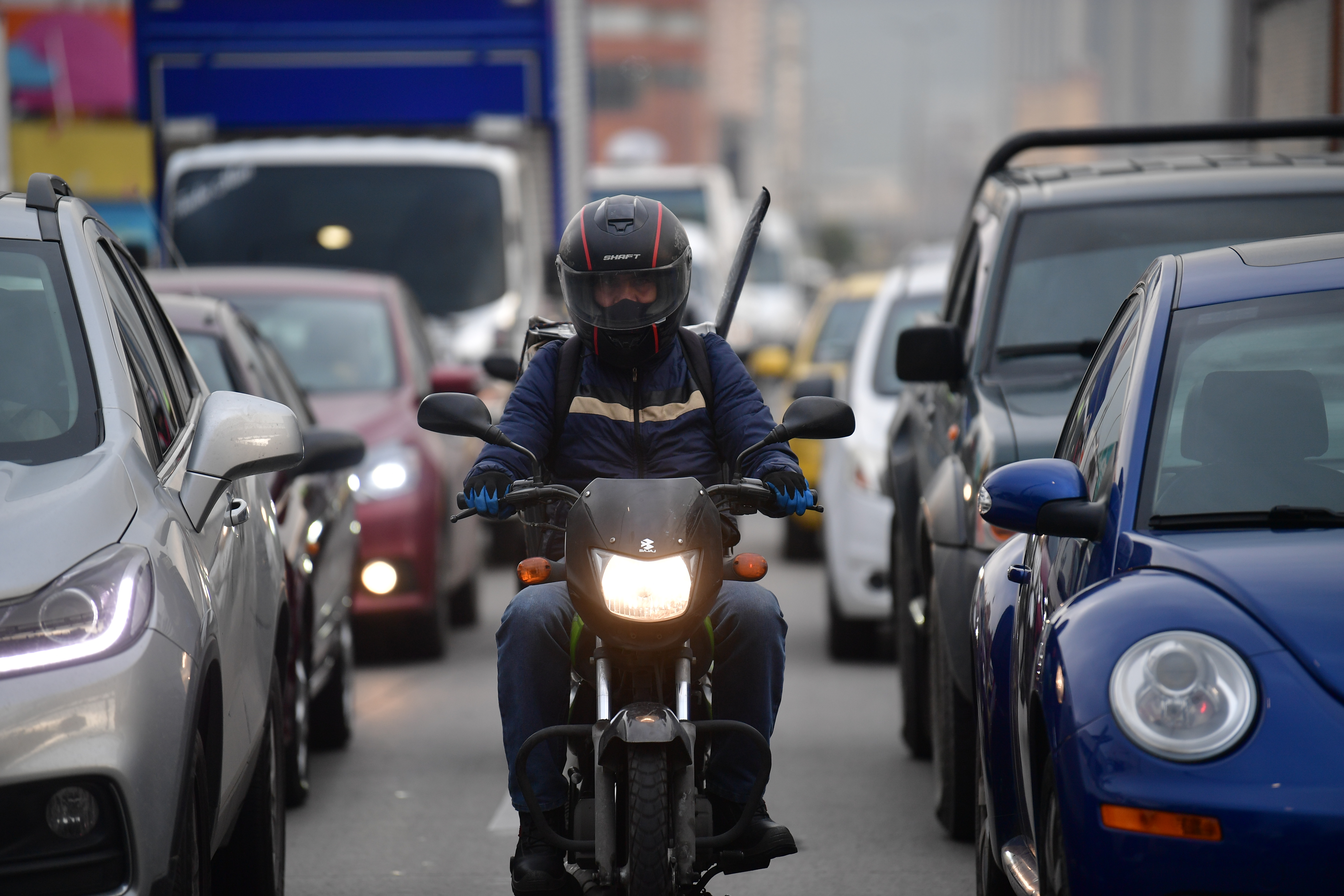 Trancones en Bogotá, durante la temporada decembrina.