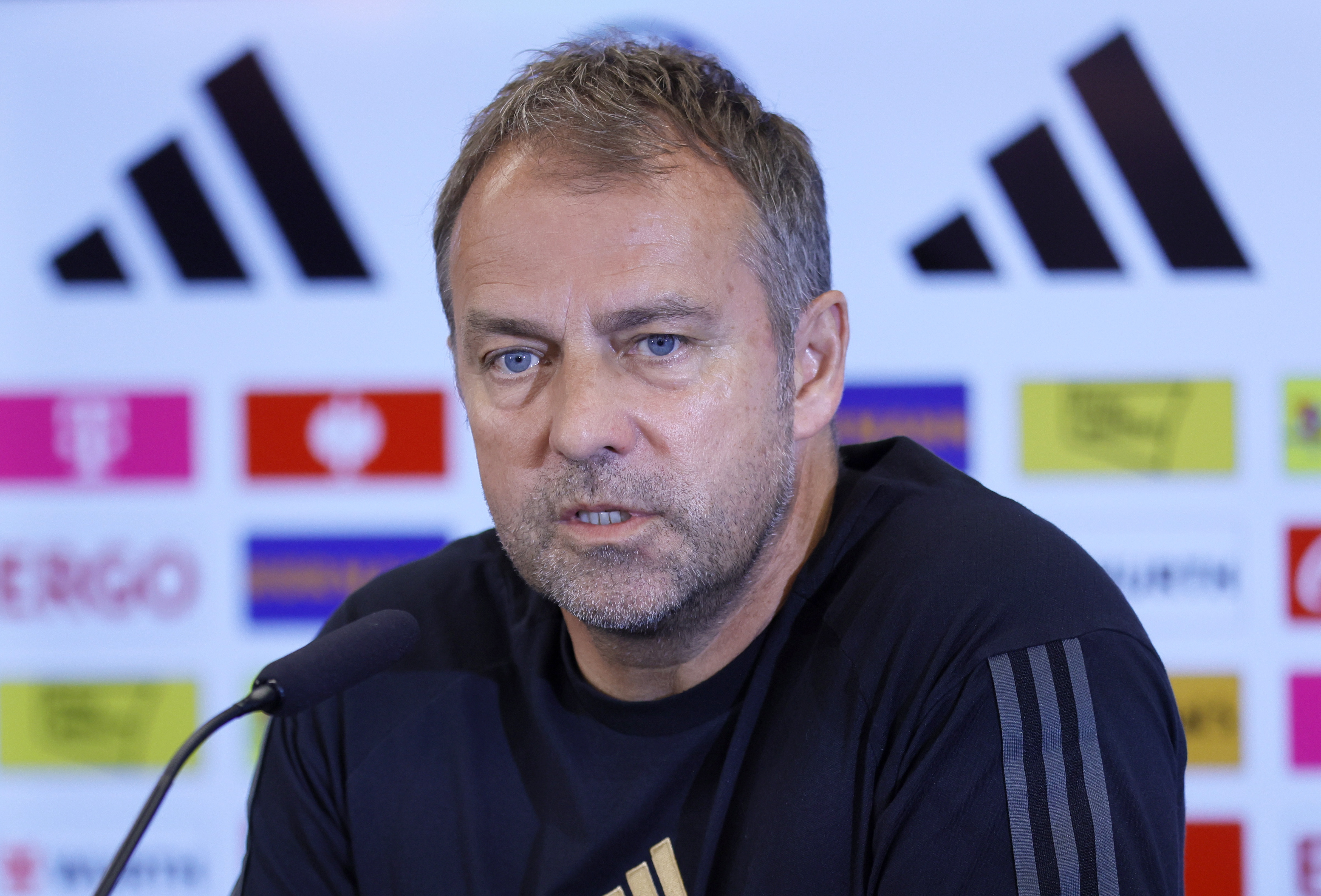 Frankfurt Am Main (Germany), 19/06/2023.- Germany's national soccer team head coach Hansi Flick attends a press conference in Frankfurt am Main, Germany, 19 June 2023. Germany will face Columbia in a friendly soccer match on 20 June 2023 in Gelsenkirchen. (Futbol, Amistoso, Alemania) EFE/EPA/RONALD WITTEK