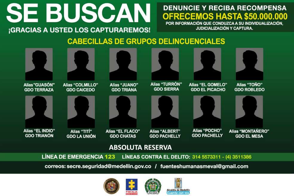 Alrededor 135 cabecillas y más de 3000 integrantes de estructuras criminales han sido capturados y judicializados. / Policía Medellín
